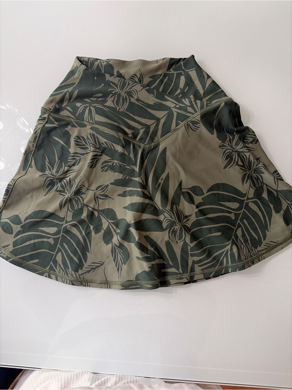 aerie Olive & Dark Green Tropical Skater Skirt